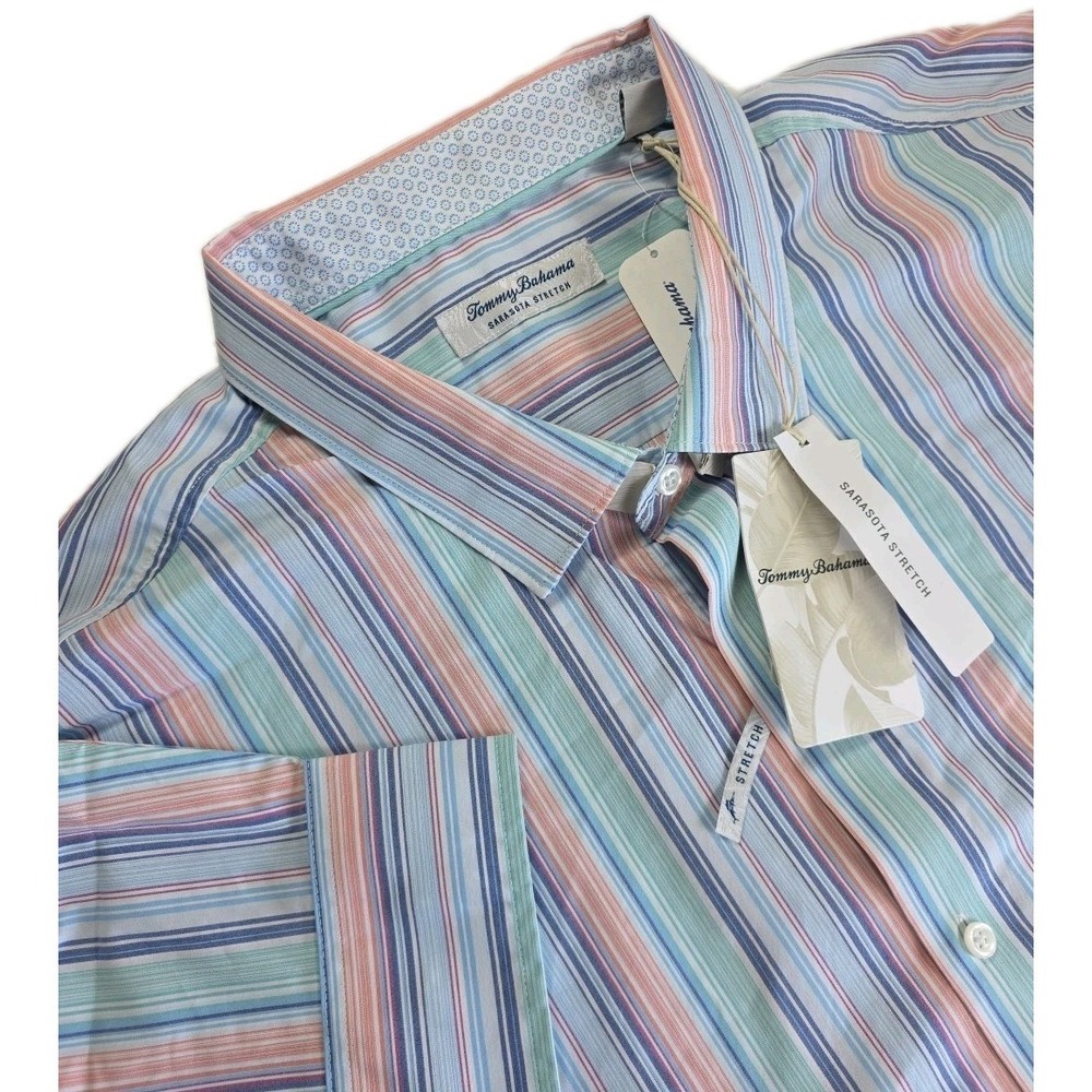 $138 Tommy Bahama‎ Men's 3XL Sarasota Stretch RADIANT Stripe Shirt MULTI NWT